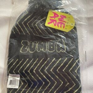 Zumba Fitness Black and Gold Chevron Pom Pom Beanie